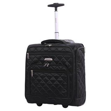 Aerolite 45x36x20cm Easyjet carry-on cabin luggage in black with quilted design, high-mileage wheels, and SBS zips, 2024 model.